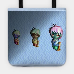 three thinking dark elves with cats Tote