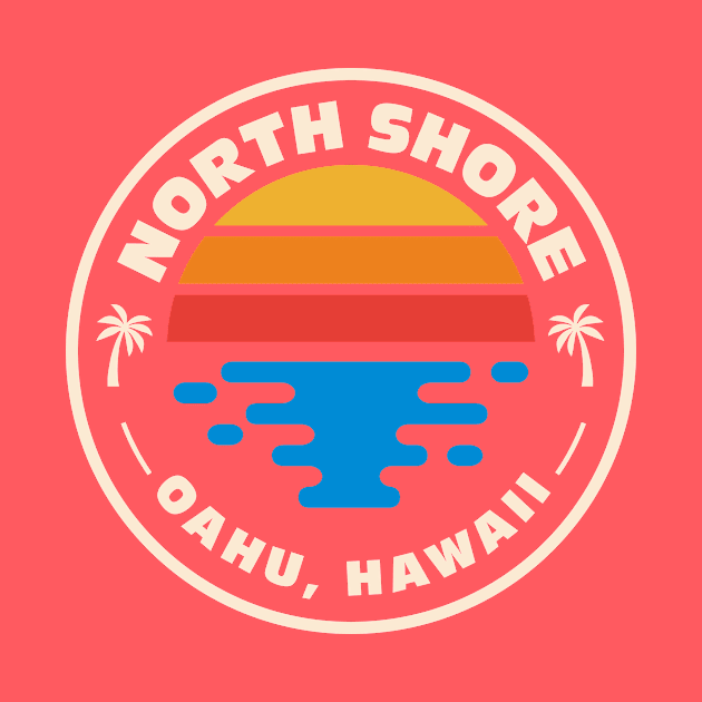 Retro North Shore Oahu Hawaii Vintage Beach Surf Emblem by Now Boarding