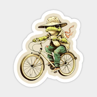 Funny Frog On A Bike Magnet