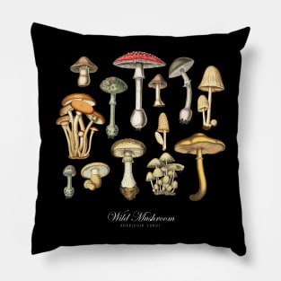 Wild Mushroom Vintage Encyclopedia Pillow