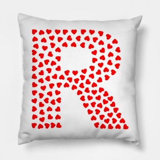 Letter R Heart Shape Initial Pillow