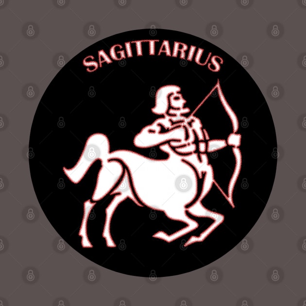 Sagittarius Astrology Zodiac Sign - Sagittarius Astrology Birthday Gifts - Black White with Red Dot Outline by CDC Gold Designs