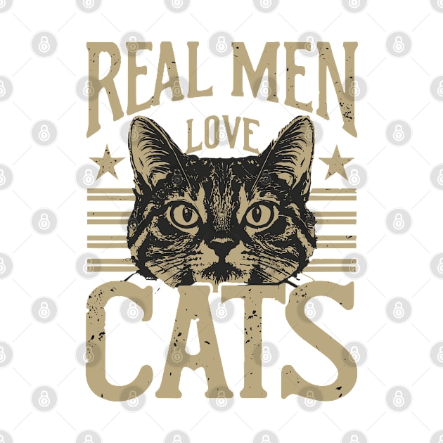 Funny Real Men Love Cats Distressed Grunge Design by TF Brands