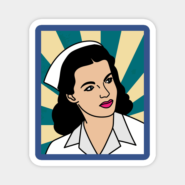 Colorful And Pretty Retro Nurse Magnet by flofin