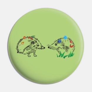 Cute Hedgehogs Drawing Pin