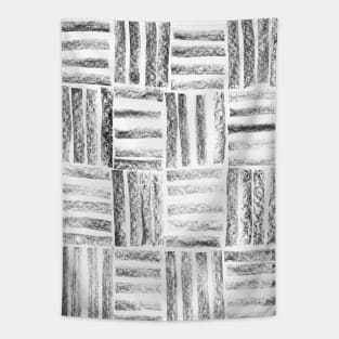 Black and White Minimal Lines - Abstract Charcoal Drawing Tapestry