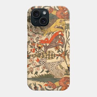 FOREST ANIMALS ,LEOPARD, JACKALS, RABBITS AMONG FLOWERS AND LEAVES Phone Case