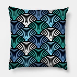 Art Deco Fans Blue Pillow