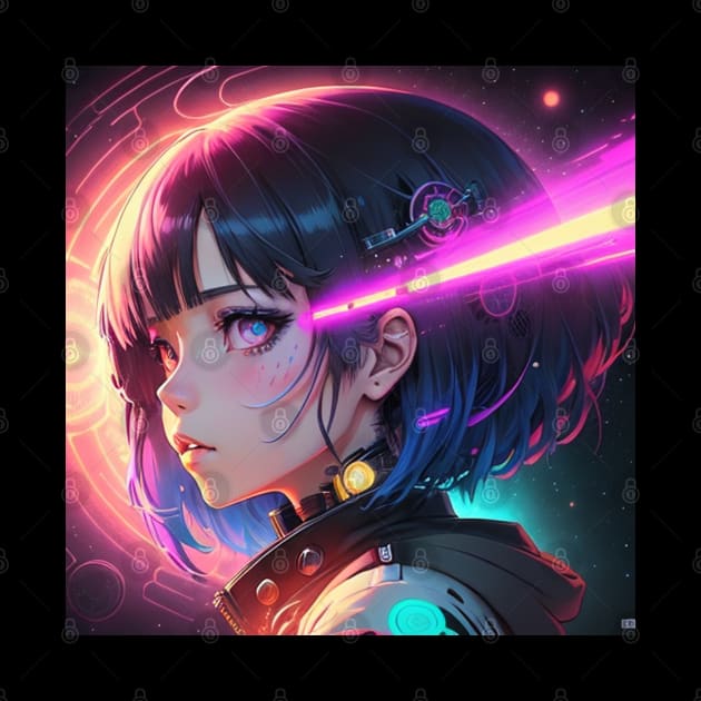Charming Cuteness: Embrace the Irresistible Anime Girl Cute Kawaii Vibe Cyberpunk Galaxy Space Universe by ShyPixels Arts