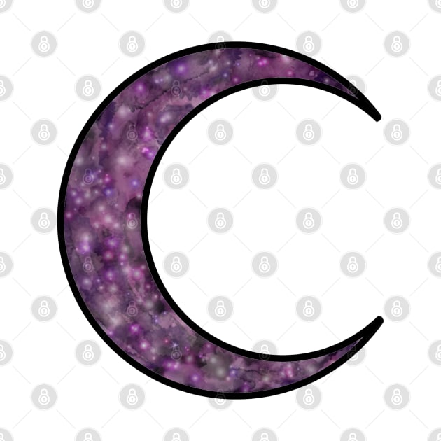 Galaxy Crescent Moon - Crescent Moon Facing Right - Galaxy Waning Crescent by Tilila