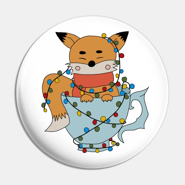 Festive Fox Glow: Christmas Lantern Garland Charm Pin by RedFoxIV