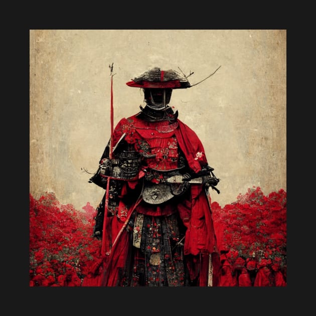 Japanese Samurai with Red Accent- best selling by bayamba