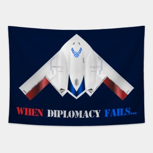 When Diplomacy Fails - USAF B2 Spirit Redwing Bomber Patriot Edition Tapestry