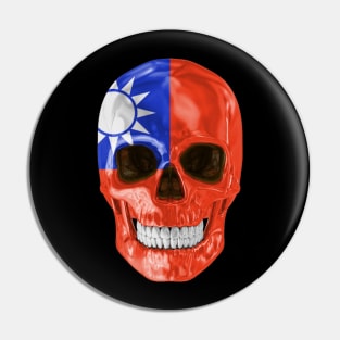 Taiwan Flag Skull - Gift for Taiwanese With Roots From Taiwan Pin