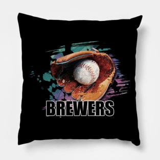 Retro Proud Team Name Brewers Classic Style Baseball Pillow