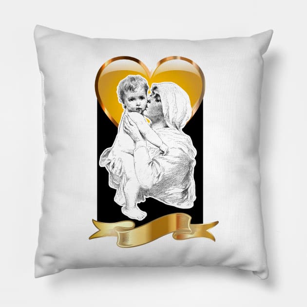 Saint Mary with the Child Jesus Pillow by Marccelus