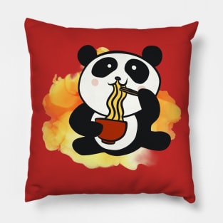 Look Cute Panda Eat Noodles - Adorable Panda - Kawaii Panda Pillow