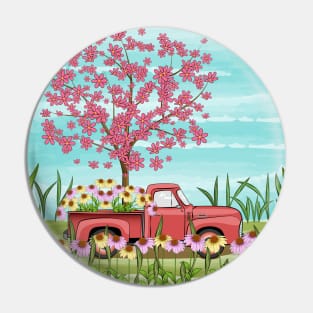 Truck With Flowers Pin