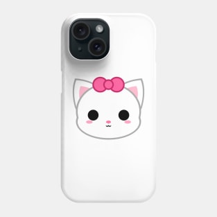 Cute White Cat Wear Pink Bow Phone Case