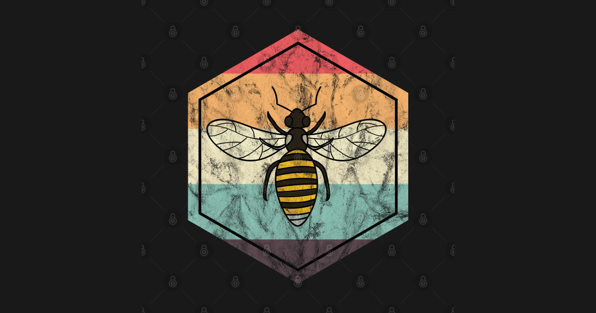 Bee Hexagon Retro Vintage Beekeeper Beehive Honeybee Bee