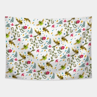 Sugarbird and Green Beetle Pattern Tapestry