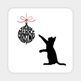 Merry Christmas black cat Magnet