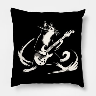 Electric Guitar Cat Rock Music Japanese Vintage Funny Cat Pillow