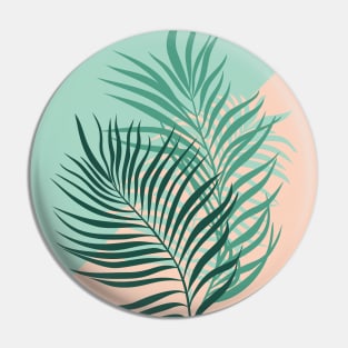 Tropical palm leaves (turquoise and blush background) Pin