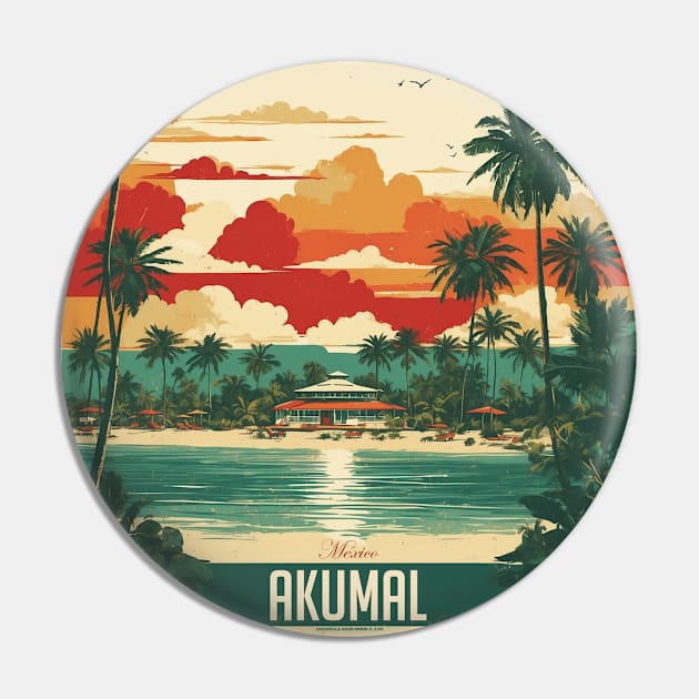 Akumal Riviera Maya Mexico Vintage Tourism Travel Pin by TravelersGems