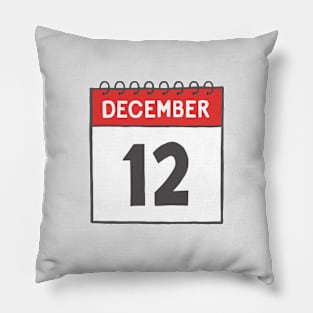 December 12th Daily Calendar Page Illustration Pillow