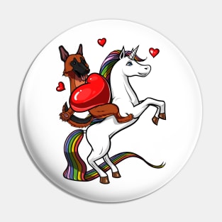 German Shepherd Dog Riding Unicorn Pin