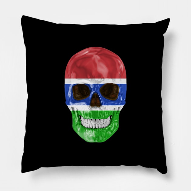 Gambia Flag Skull - Gift for Gambian With Roots From Gambia Pillow by Country Flags