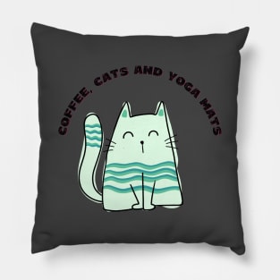 Coffee cats and yoga mats funny yoga and cat drawing Pillow