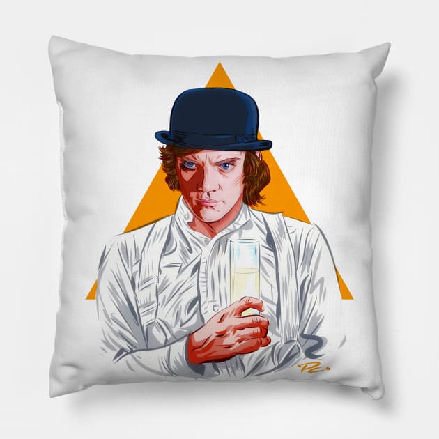 Malcolm McDowell - An illustration by Paul Cemmick Pillow by PLAYDIGITAL2020