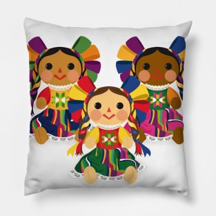 Mexican María Dolls. Mexican Otomi Dolls. Traditional Mexican Rag Dolls Pillow