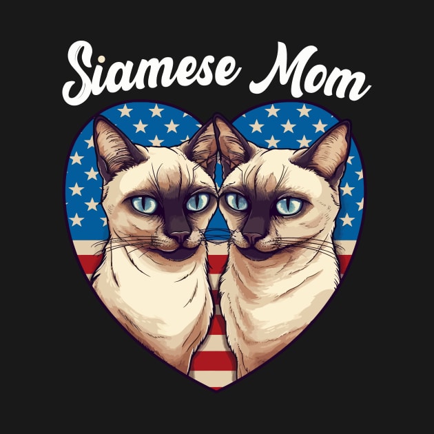 Siamese cat Mom American flag Heart Cat by Ramadangonim