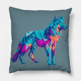 Geometeric Low Poly 3D Wolf Pillow