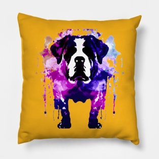 Saint Bernard Watercolor Stencil Pillow