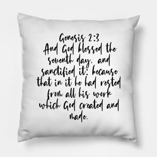 Genesis 2:3 Bible Verse Pillow