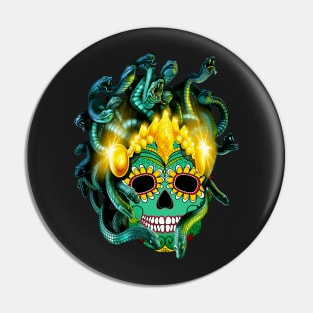 Gothic Medusa Sugar Skull Pin