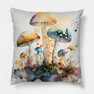 Watercolor mushrooms in the nature Pillow