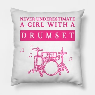 Underestimated Drumset Girl Pillow