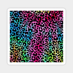 Cute Pink Rainbow Tie Dye Boho Leopard Print Magnet