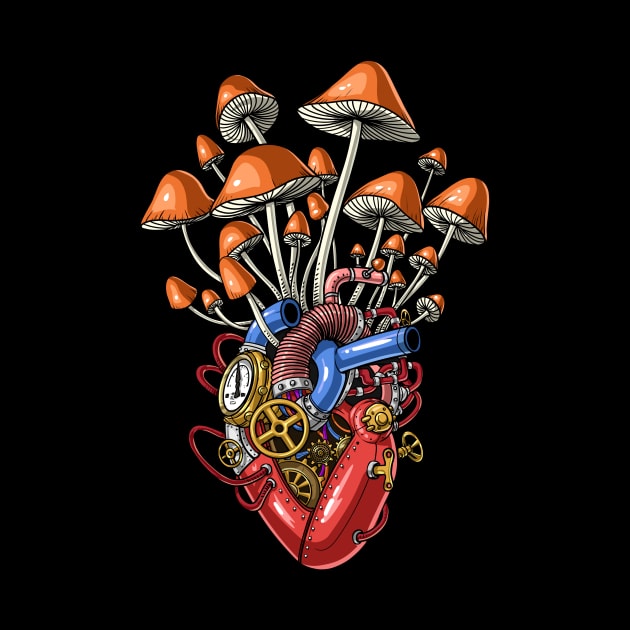 Magic Mushrooms Steampunk Heart by underheaven