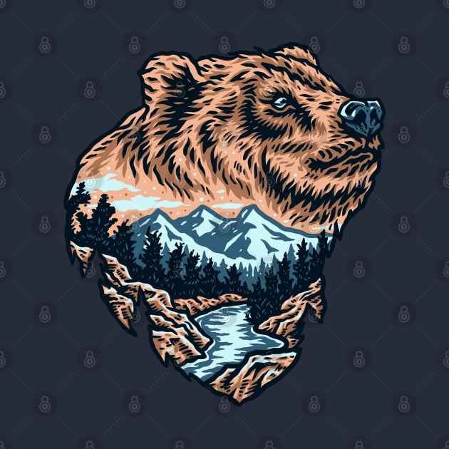 drawing bear forest by Mako Design 