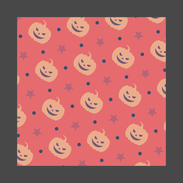 an vintage red and orange halloween pumpkin pattern (halloween, witch, spooky, ghost, cat, cute, witchy, skeleton, creepy, halloween, goth, horror) by Thepurplepig