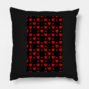 Red hearts and dots pattern Pillow