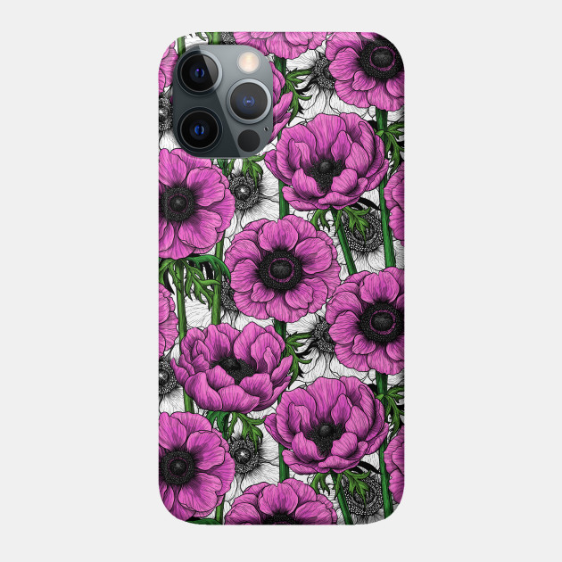 Pink anemone garden - Flower - Phone Case