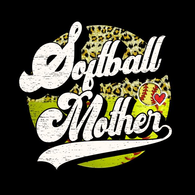 Softball Mother Vintage Leopard Softball Family Matching by Wonder man 