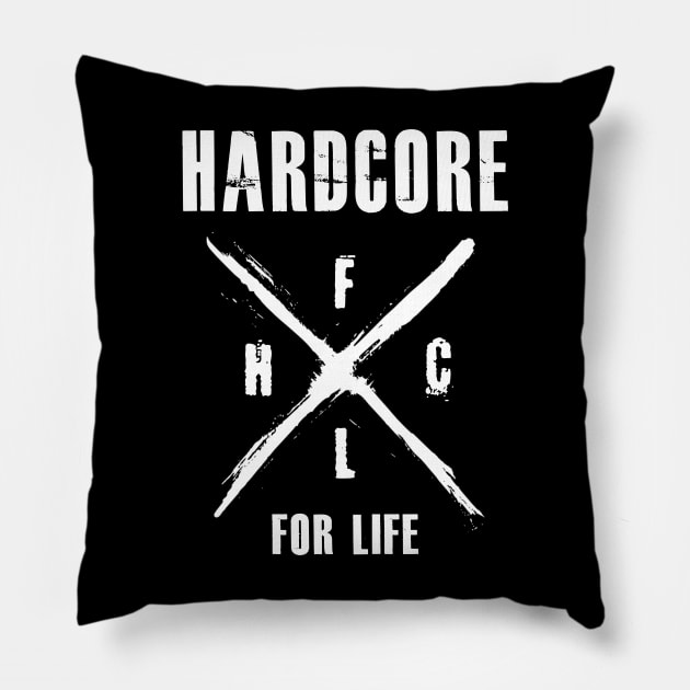 Hardcore for life Pillow by Deathrocktee